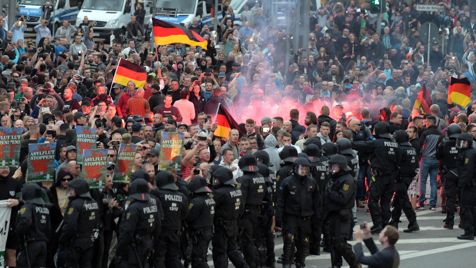 Die Innenstadt von Chemnitz am Montag: Die fremdenfeindlichen Ausschreitungen in der Stadt lösen auch international Beklemmung aus.