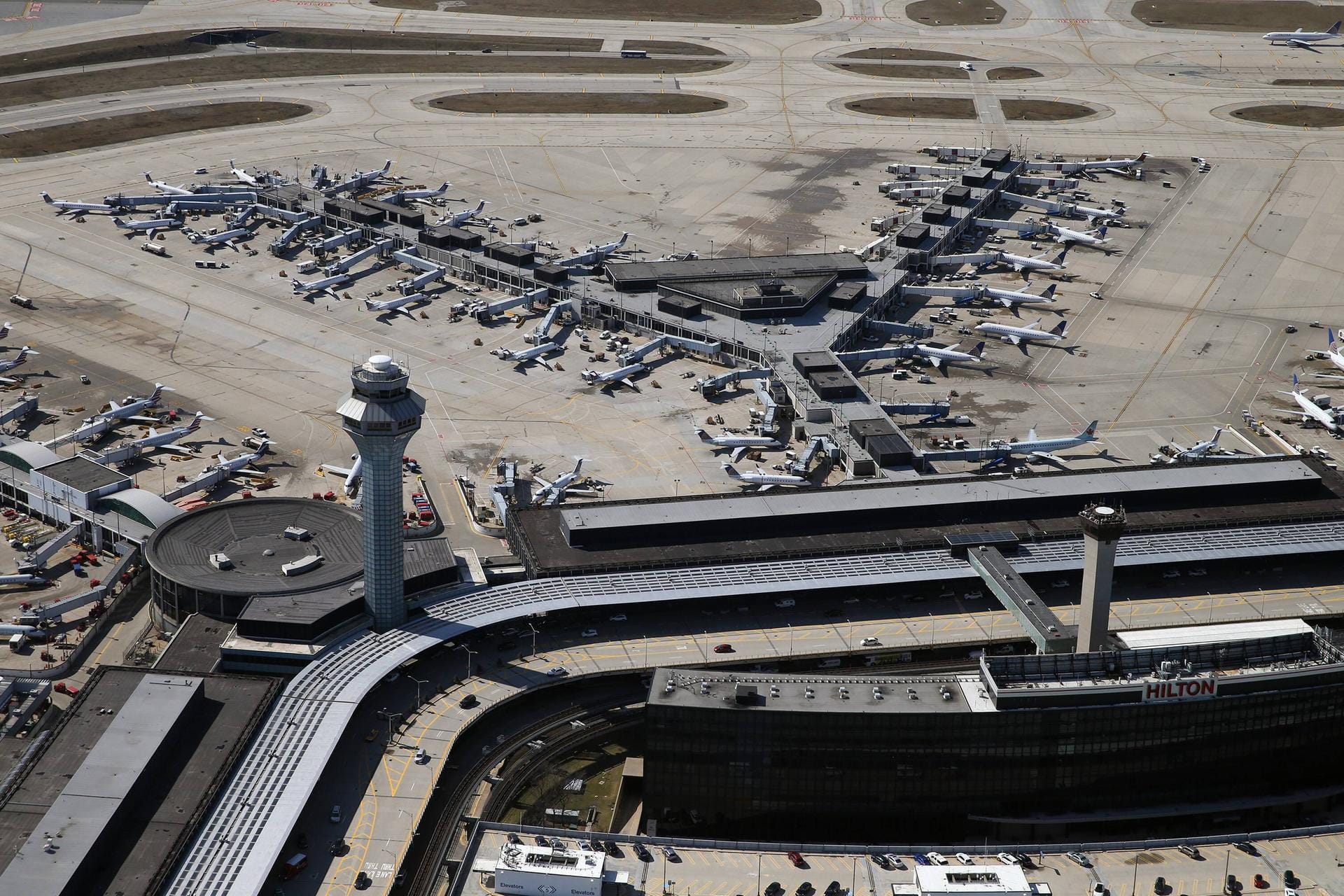 Luftbild des O´Hare Flughafens in Chicago: Der Flughafen liegt nordwestlich der Stadt.