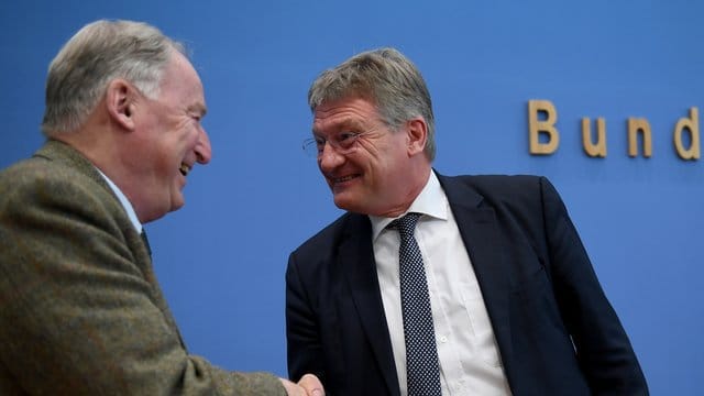 Sie können sich gratulieren: Die AfD-Vorsitzenden Alexander Gauland (l. Sie können sich gratulieren: Die AfD-Vorsitzenden Alexander Gauland (l.