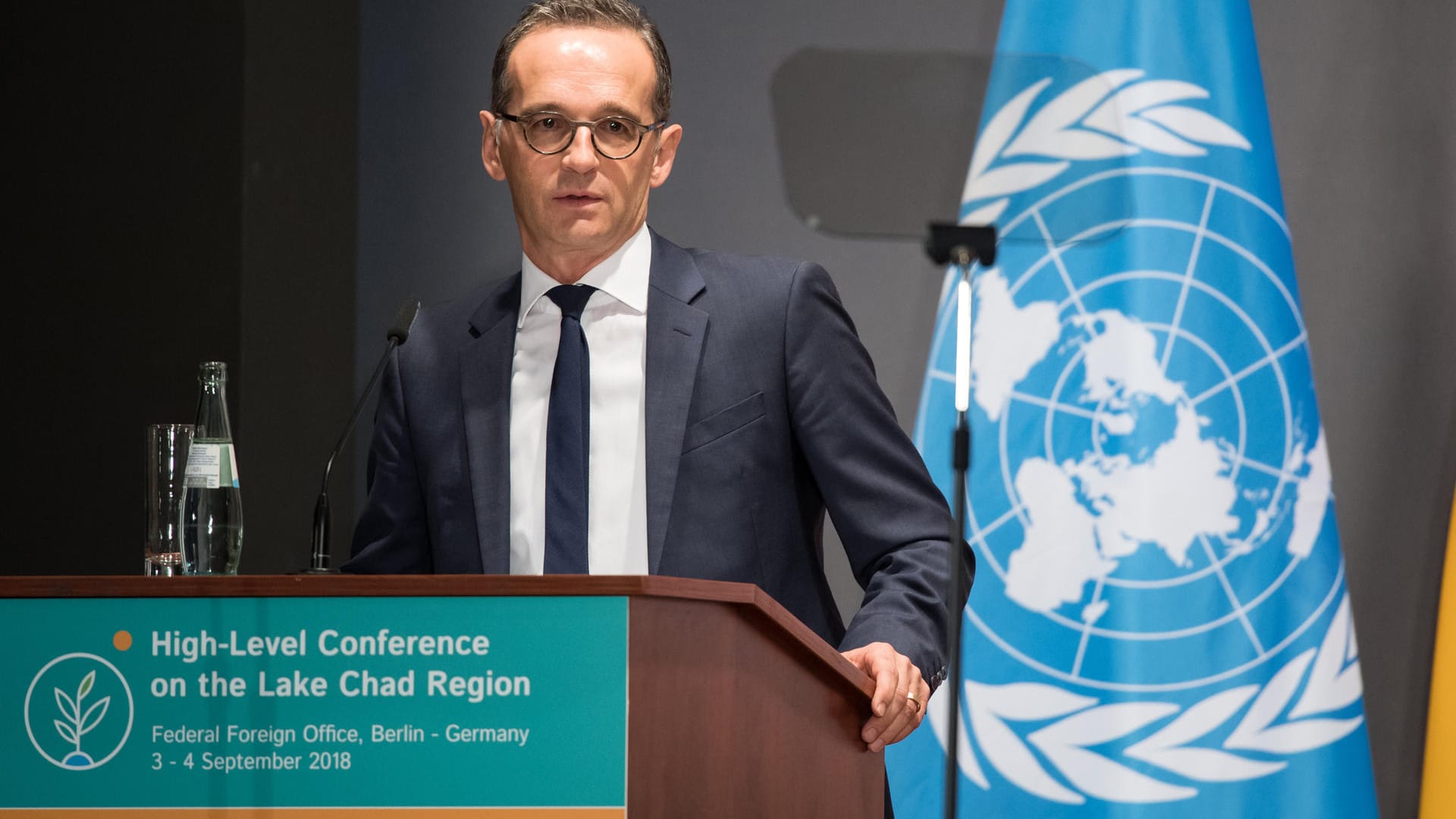 Außenminister Heiko Maas (SPD), spricht zur Eröffnung der Tschadsee-Konferenz im Auswärtigen Amt: Die Konferenz widmet sich den zentralen Fragen der Humanitären Hilfe, Stabilisierung und Entwicklungszusammenarbeit in der Region.