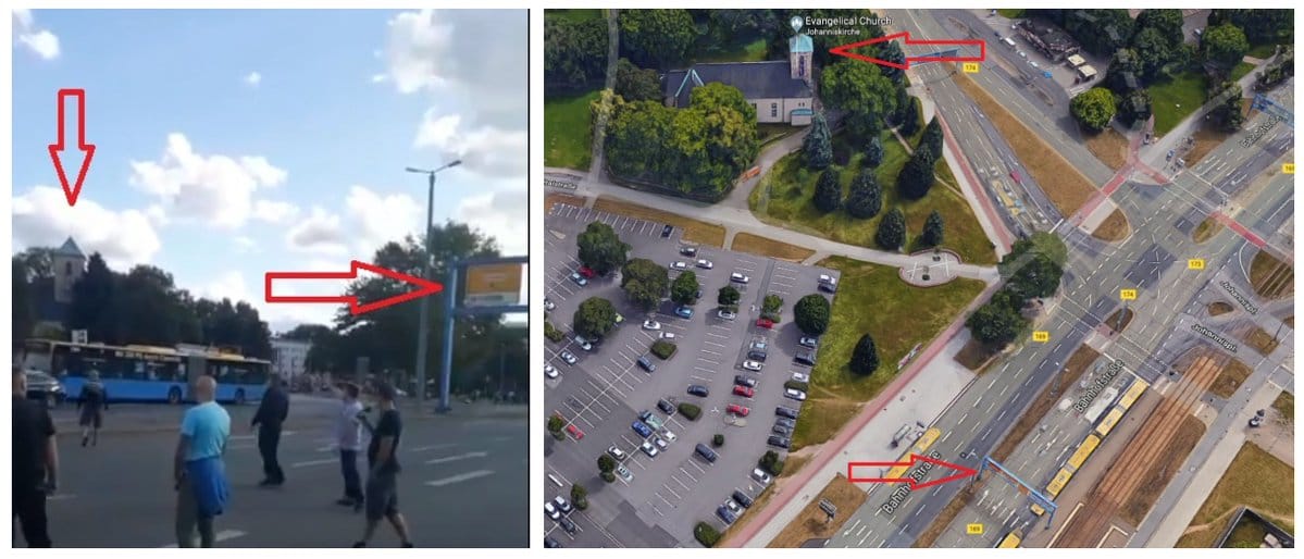 Gebäude im Video und in der Google Street-View-Ansicht.