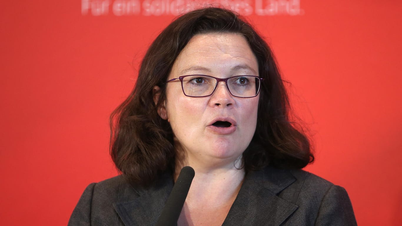 Die SPD-Vorsitzende Andrea Nahles: Sie positioniert sich ganz klar gegen einen Vergeltungsschlag in Syrien, sollten dort Chemiewaffen eingesetzt werden.