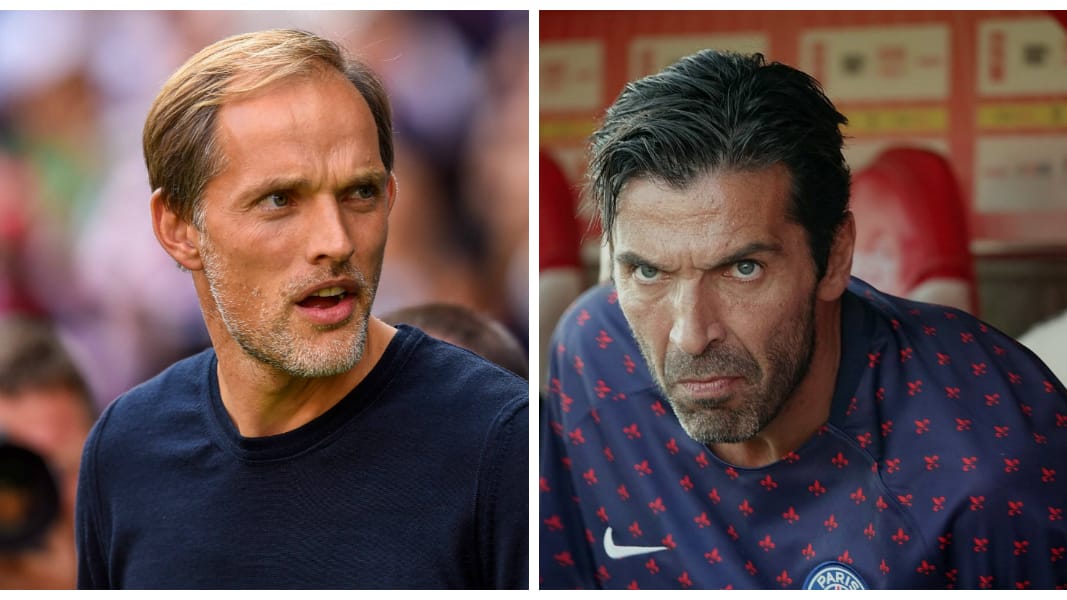 Nicht mehr Stammspieler: Thomas Tuchel (l.) ließ Gianluigi Buffon zu Saisonbeginn spielen. In den letzten beiden Partien bleib der Italiener jedoch auf der Bank.