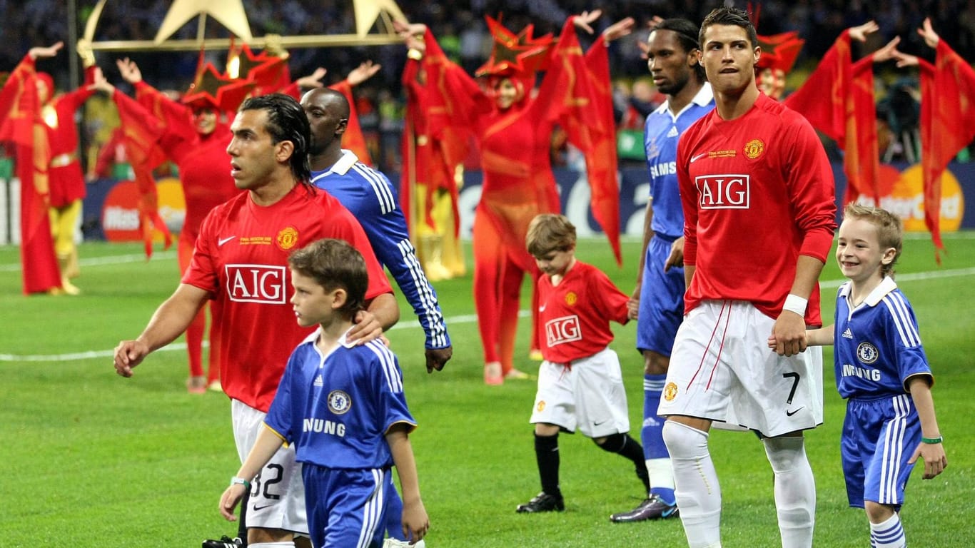 Zwei Jahre gemeinsam bei Man United: Tevez (li.) und Ronaldo.