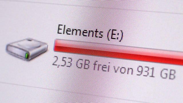 Kaum Platz auf der Platte: Ein größeres Windows-Update benötigt öfter mal über 5 Gigabyte Festplattenspeicher.