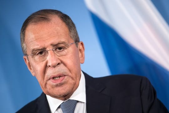 Der russische Außenminister Sergej Lawrow bei einer Pressekonferenz im Auswärtigen Amt.