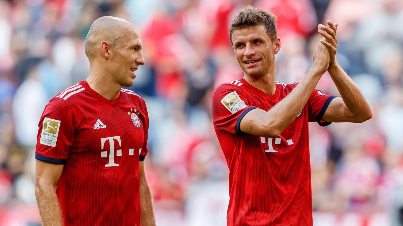 Arjen Robben (l.) und Thomas Müller: Die Bayern-Stars peilen den Titel in der Champions League an.