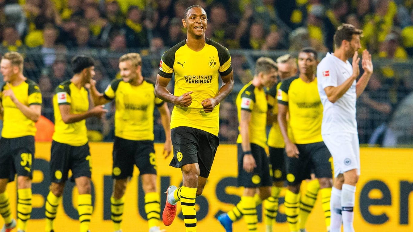 Dortmunds Abdou Diallo feiert sein Tor gegen Frankfurt: Der BVB will das Selbstvertrauen aus der Bundesliga in den Europapokal mitnehmen.