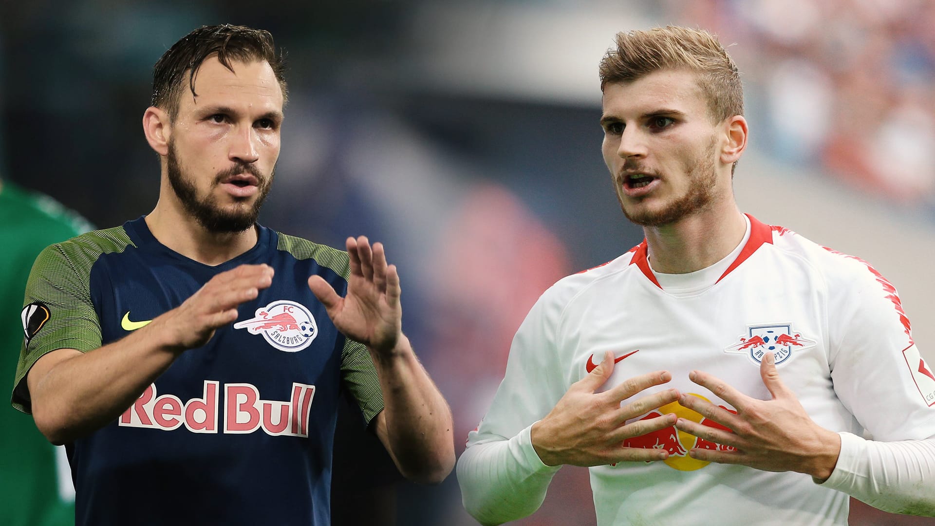 Im direkten Duell: Salzburgs Andreas Ulmer (l.) und Leipzigs Timo Werner.