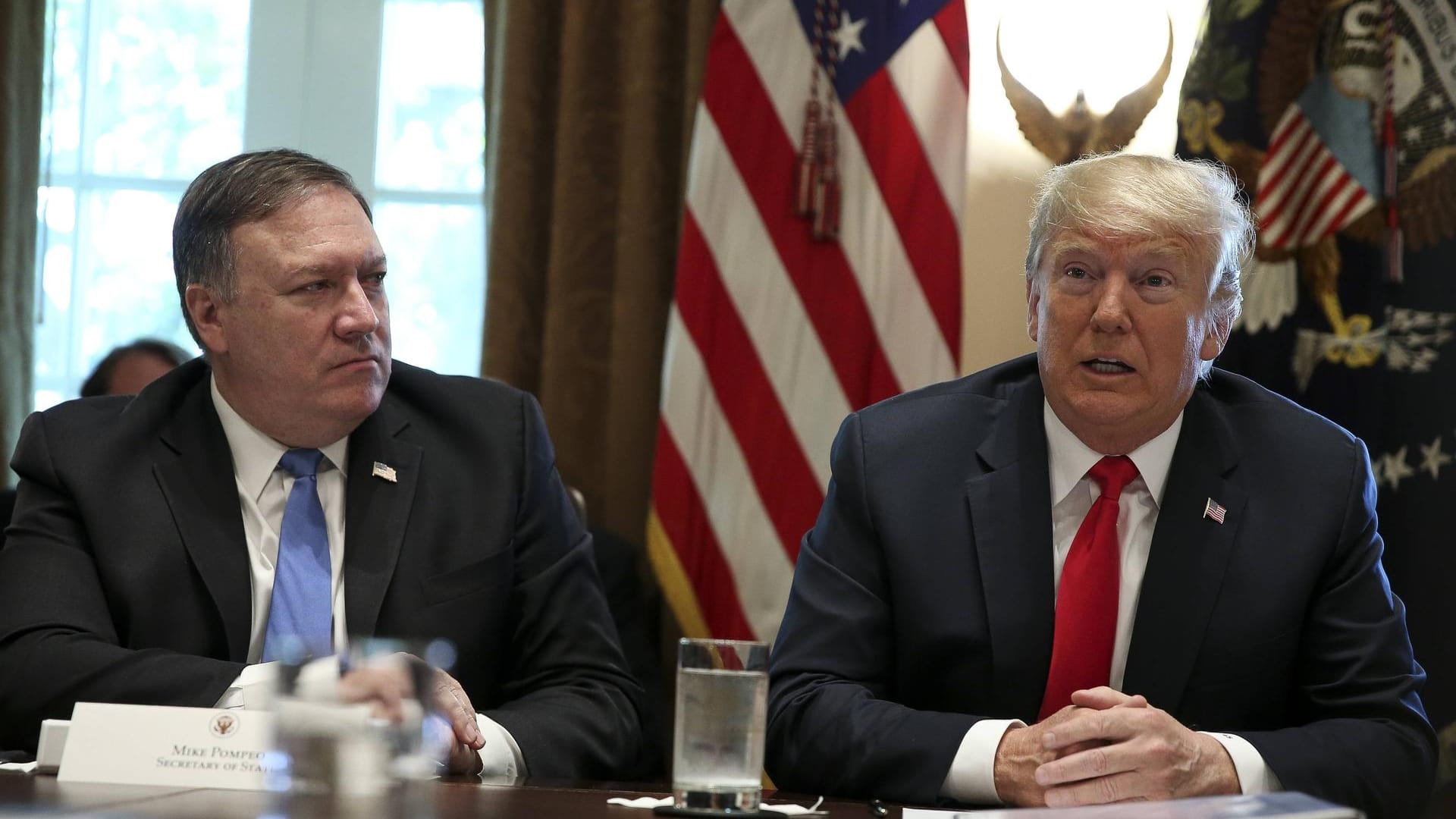 Donald Trump und sein Außenminister Mike Pompeo: Wenn die erste Amtszeit des Präsidenten endet, soll Nordkorea seine Atomwaffen vernichtet haben. Donald Trump und sein Außenminister Mike Pompeo: Wenn die erste Amtszeit des Präsidenten endet, soll Nordkorea seine Atomwaffen vernichtet haben.