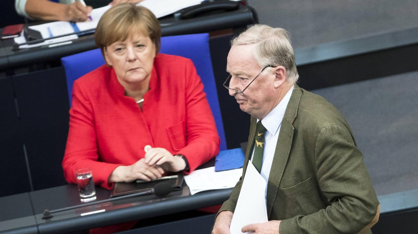 Angela Merkel (CDU) und Alexander Gauland (AfD): Die rechtspopulistische AfD ist laut Umfrage derzeit zweitstärkste Partei in Deutschland.