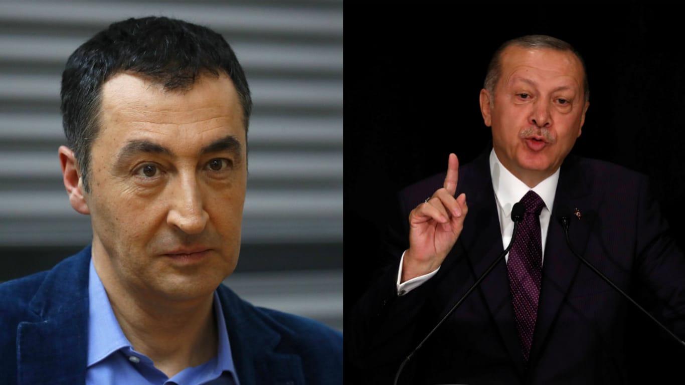 Die Bildkombination zeigt Grünen Politiker Cem Özdemir und den türkischen Präsidenten Recep Tayyip Erdogan: Özdemir wird zum Staatsbankett für Erdogan im Schloss Bellevue erscheinen. Zahlreiche Politiker hatten zuvor die Einladung abgelehnt.