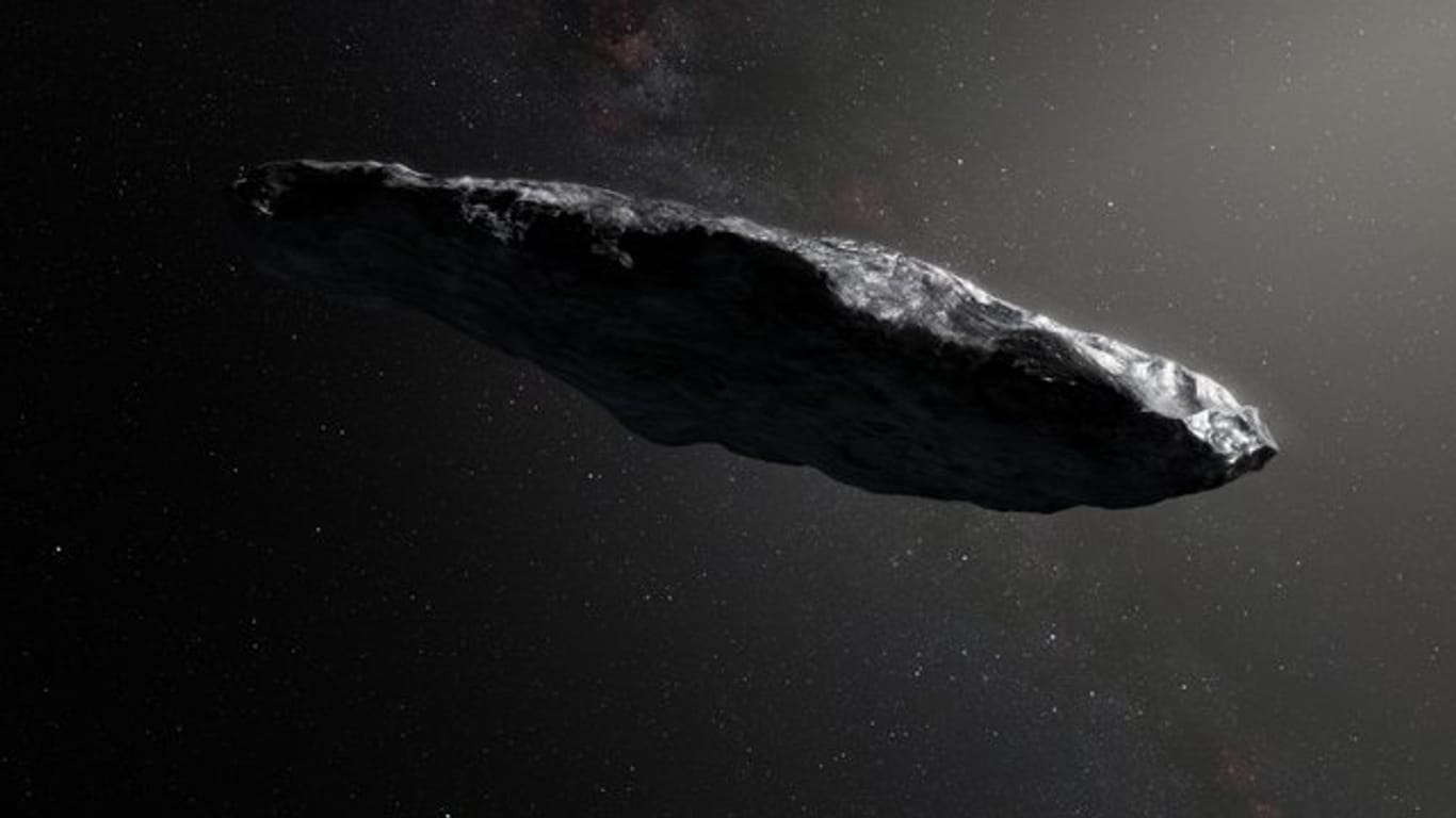 Künstlerische Darstellung des Asteroiden 1I/2017 U1 "Oumuamua".