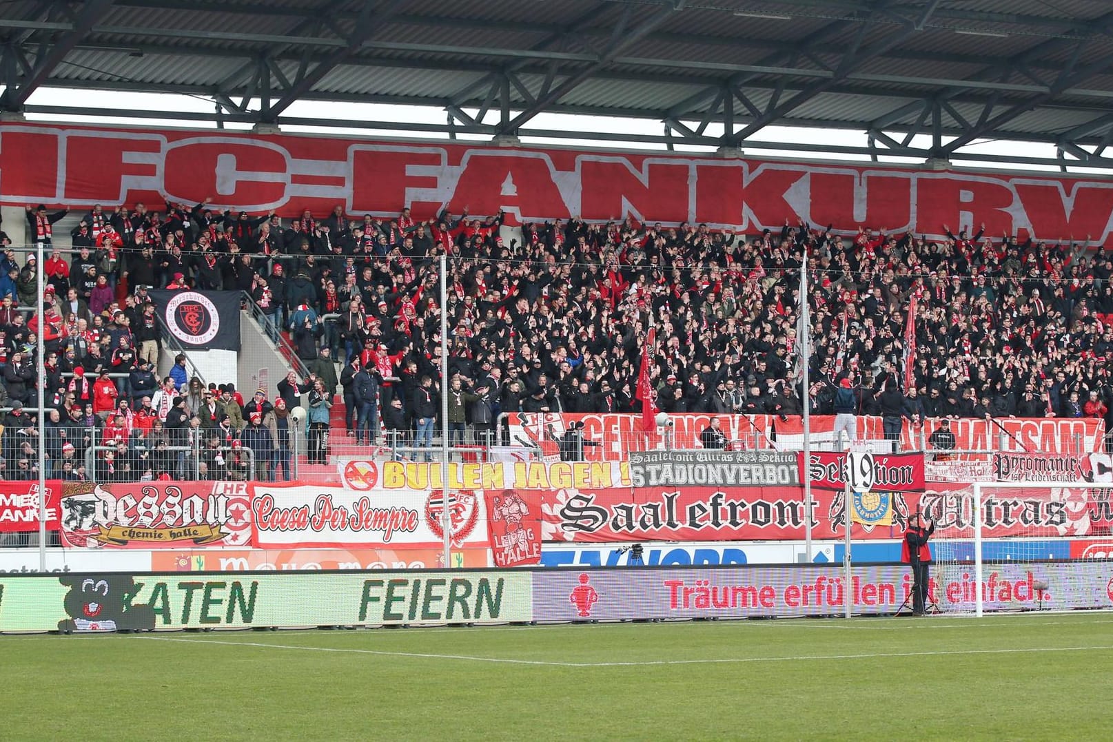 Die Fankurve des Halleschen FC bleibt an diesem Wochenende leer.