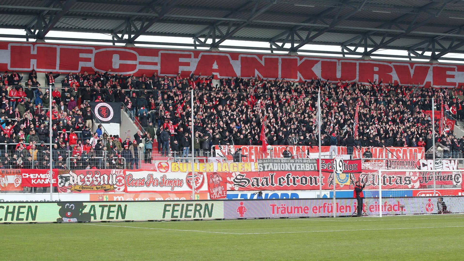 Die Fankurve des Halleschen FC bleibt an diesem Wochenende leer.