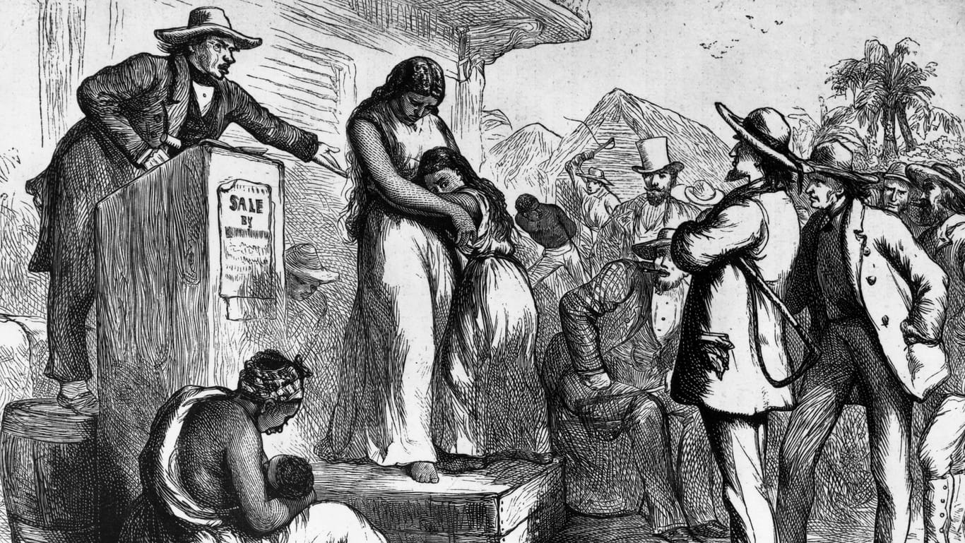 Darstellung einer Sklavenauktion in den USA, um 1830: Der demokratische Konsens zwischen Weißen hielt in den USA – bis die Abschaffung der Sklaverei zum Thema wurde.