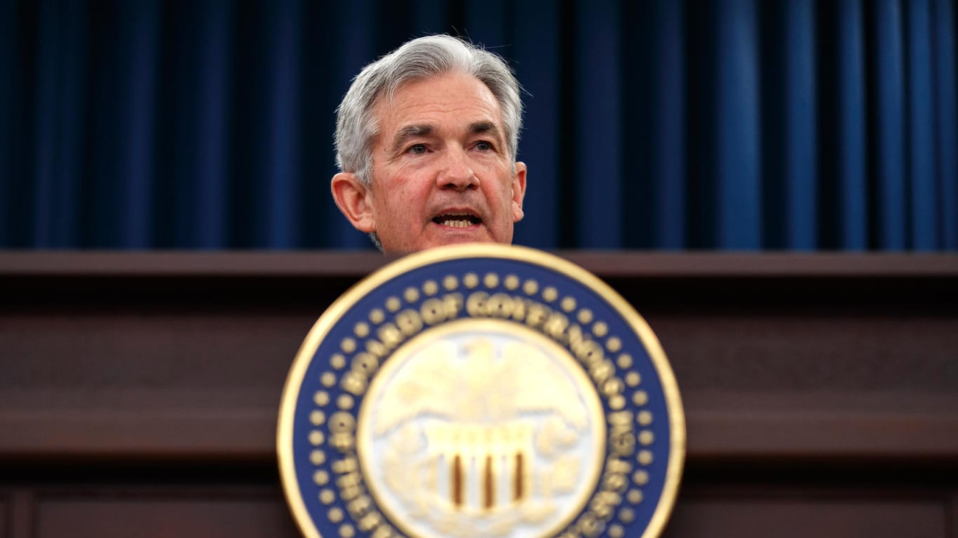 Jerome Powell in Washington: Der Vorsitzende der US-Notenbank Federal Reserve spricht nach einer Sitzung des Federal Open Market Komitees.