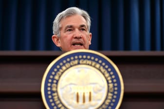 Jerome Powell in Washington: Der Vorsitzende der US-Notenbank Federal Reserve spricht nach einer Sitzung des Federal Open Market Komitees.