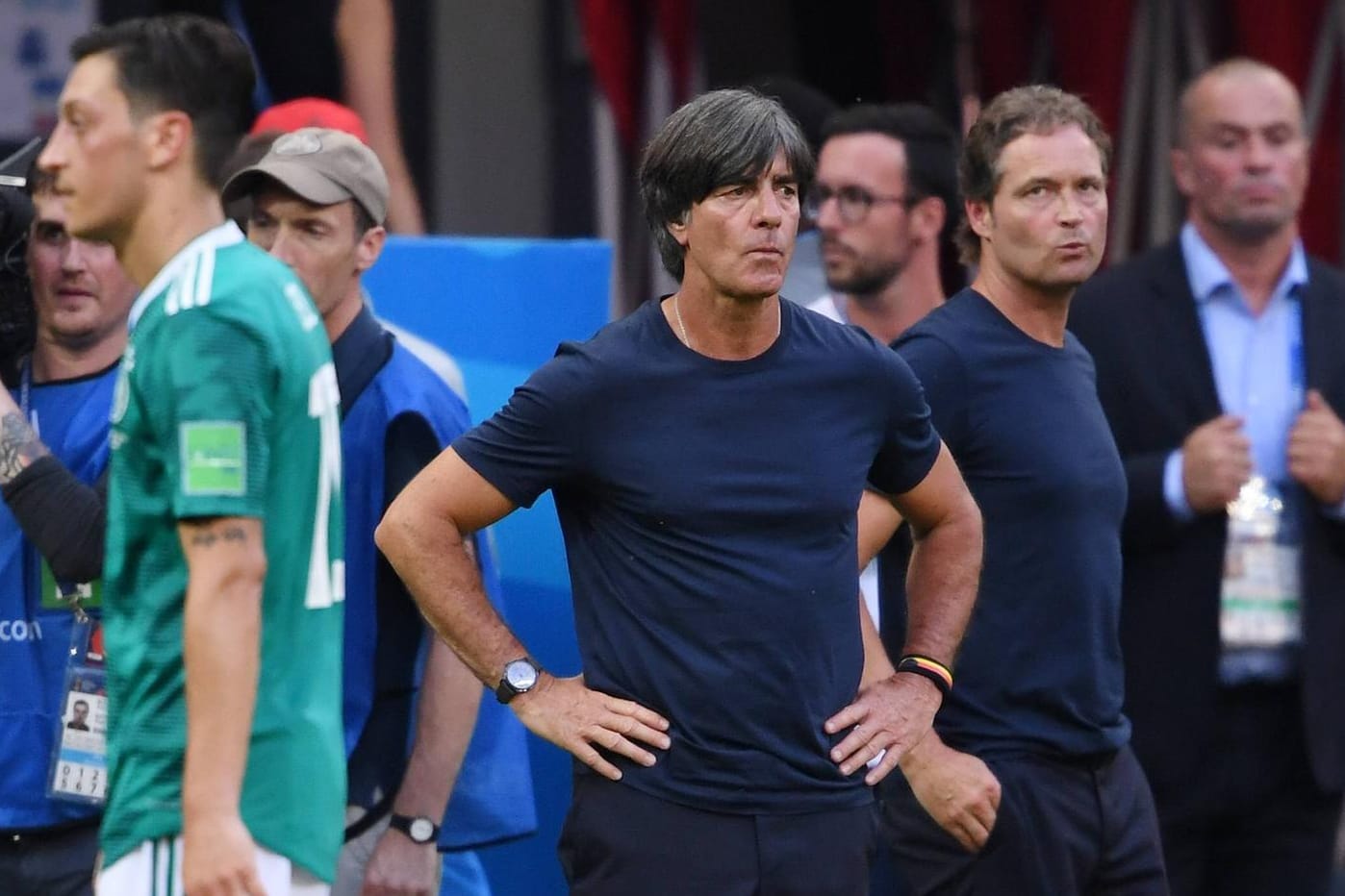 Löw (r.) und Özil bei der WM 2018 in Russland.