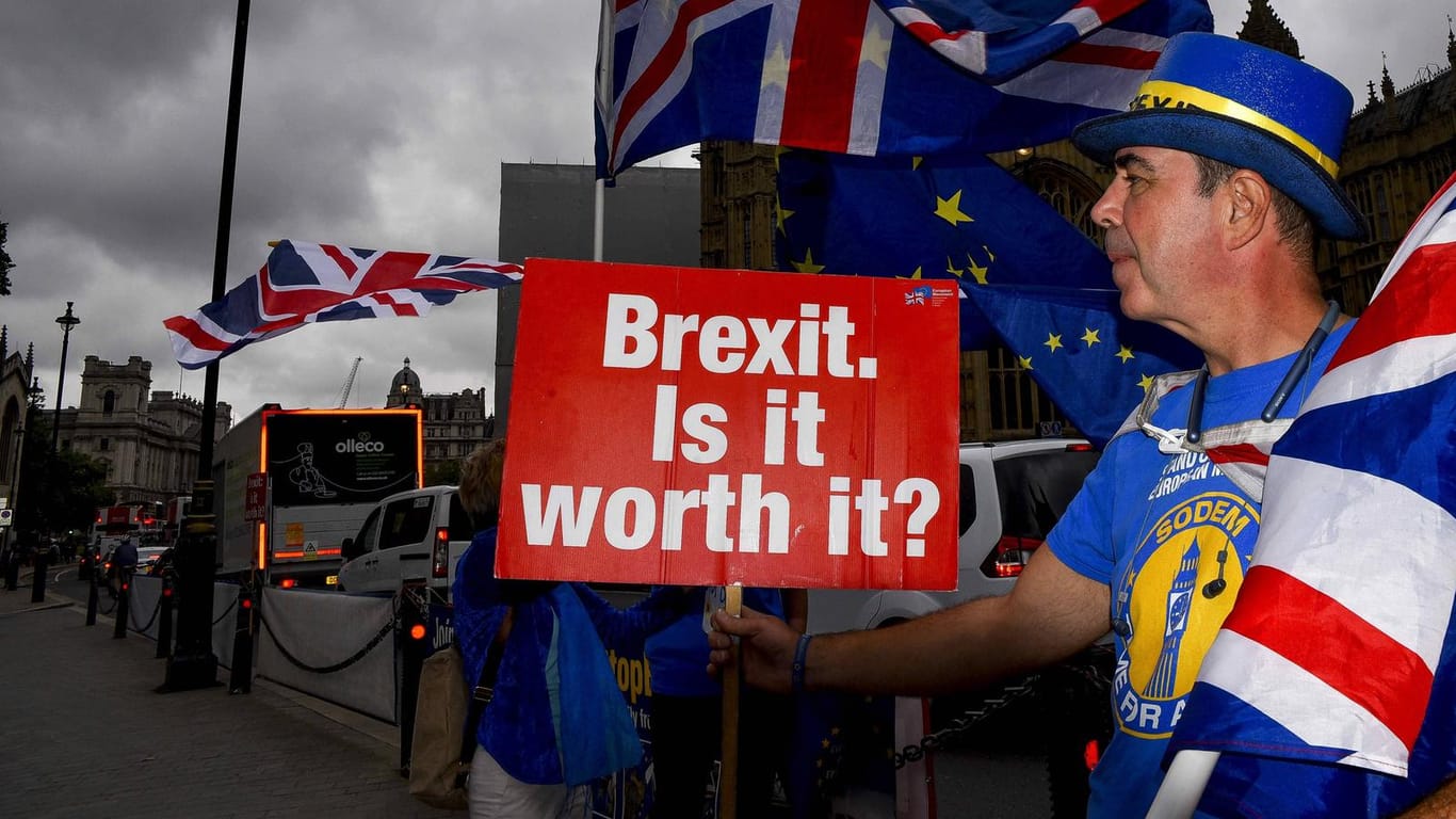 Ein Anti-Brexit-Demonstrant in London: Der EU-Austritt Großbritanniens droht chaotisch zu werden.