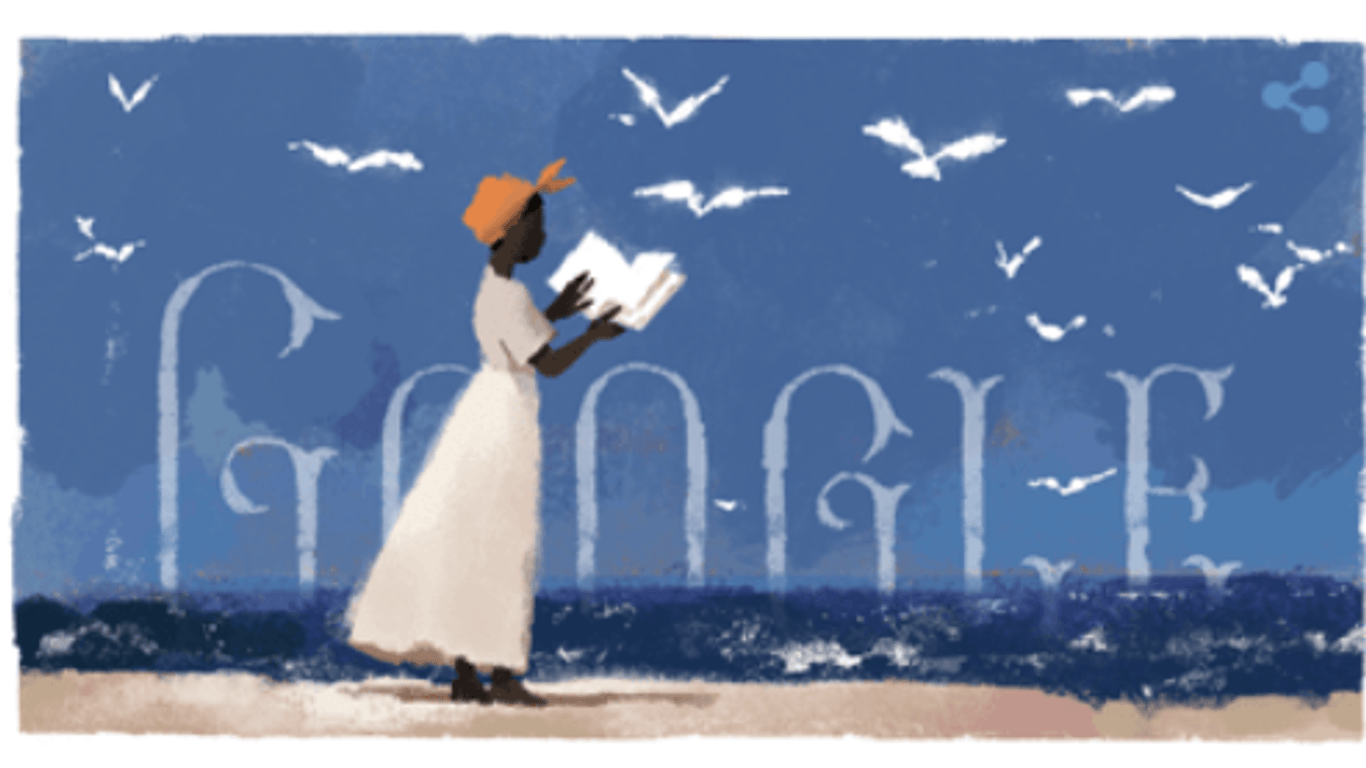 Google Doodle zu Ehren der Schriftstellerin Mary Prince, die heute ihren 230. Geburtstag feiern würde.