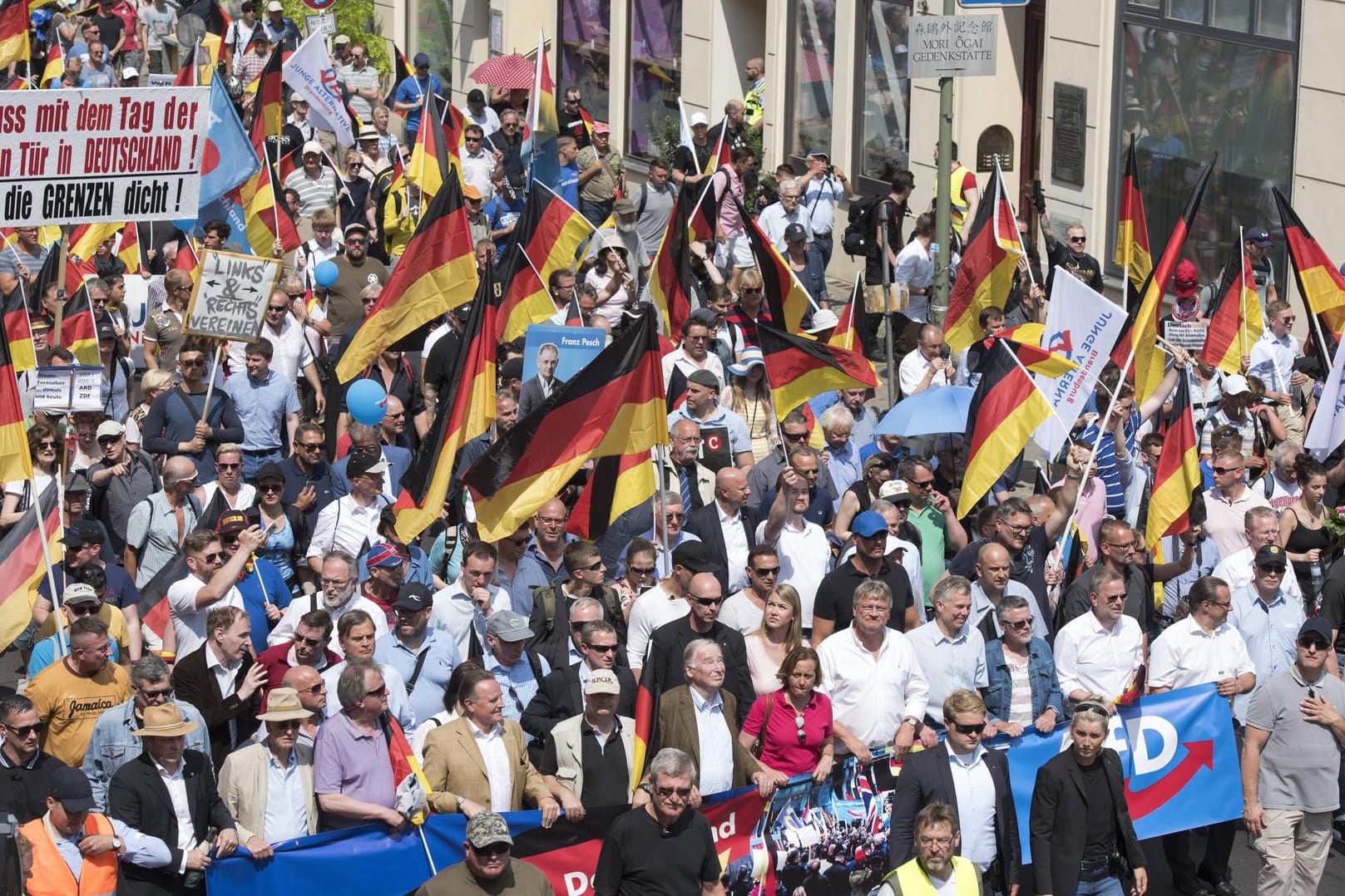 Anhänger der AfD demonstrieren in Berlin: Von der Unzufriedenheit mit der aktuellen Politik profitiert in Deutschland vor allem die AfD.