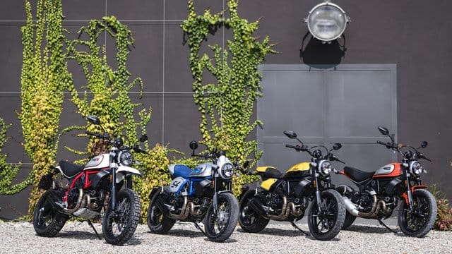 Jetzt serienmäßig mit Schräglagen-ABS: die 800er Scrambler-Familie von Ducati. Jetzt serienmäßig mit Schräglagen-ABS: die 800er Scrambler-Familie von Ducati.