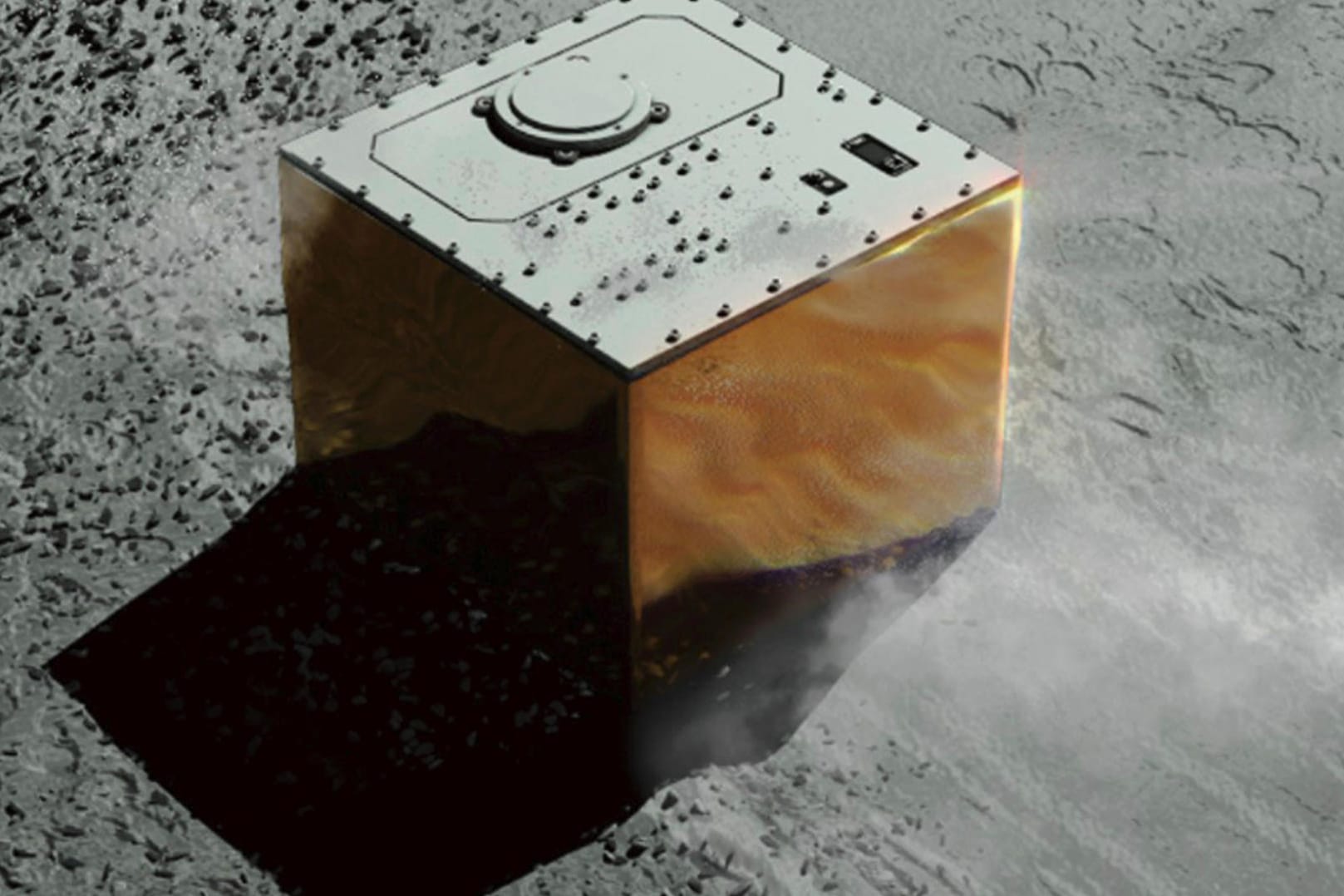Computergrafik der japanischen Raumfahrtbehörde JAXA: Das Bild zeigt das deutsch-französische Messgerät «Mascot» auf dem Asteroiden Ryugu.