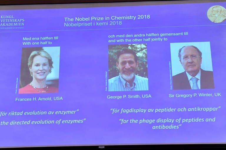 Frances H. Arnold, George P. Smith und Gregory P. Winter: Die drei Wissenschaftler haben sich um die "grüne Chemie" verdient gemacht.