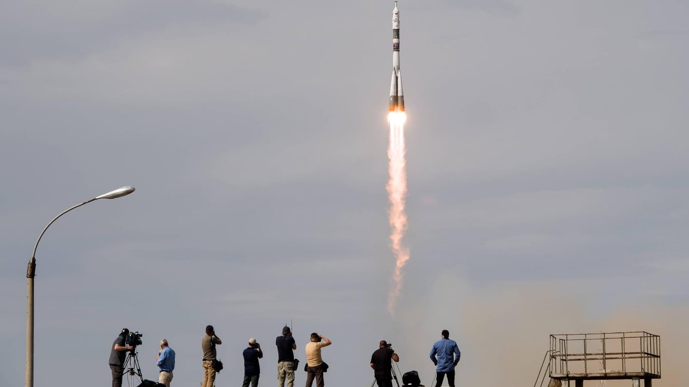 6. Juni 2018: Die Sojus-Rakete mit Gerst und seinen zwei Kollegen an Bord startet vom Weltraumbahnhof Baikonur.