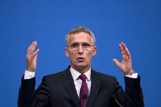 Nato-Generalsekretär Jens Stoltenberg bei einer Pressekonferenz im Nato-Hauptquartier in Brüssel.