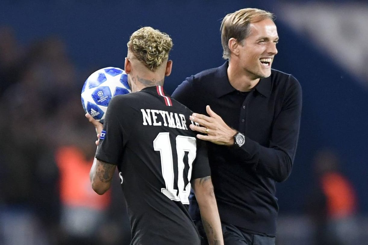 War nach der Gala-Leistung von seinem Schützling Neymar (l.) angetan: Thomas Tuchel.