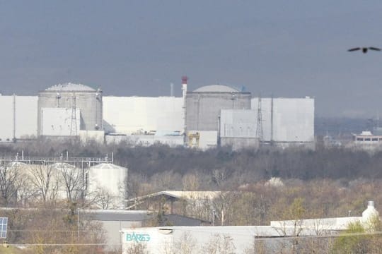 Blick über die Grenze auf das französische Kernkraftwerk Fessenheim.