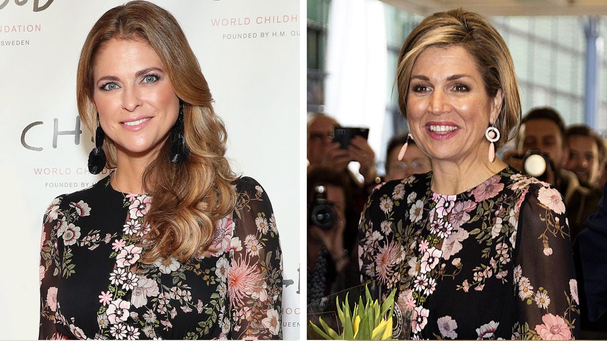 Zwie Frauen, ein Kleid: Prinzessin Madeleine und Königin Máxima lieben es floral.