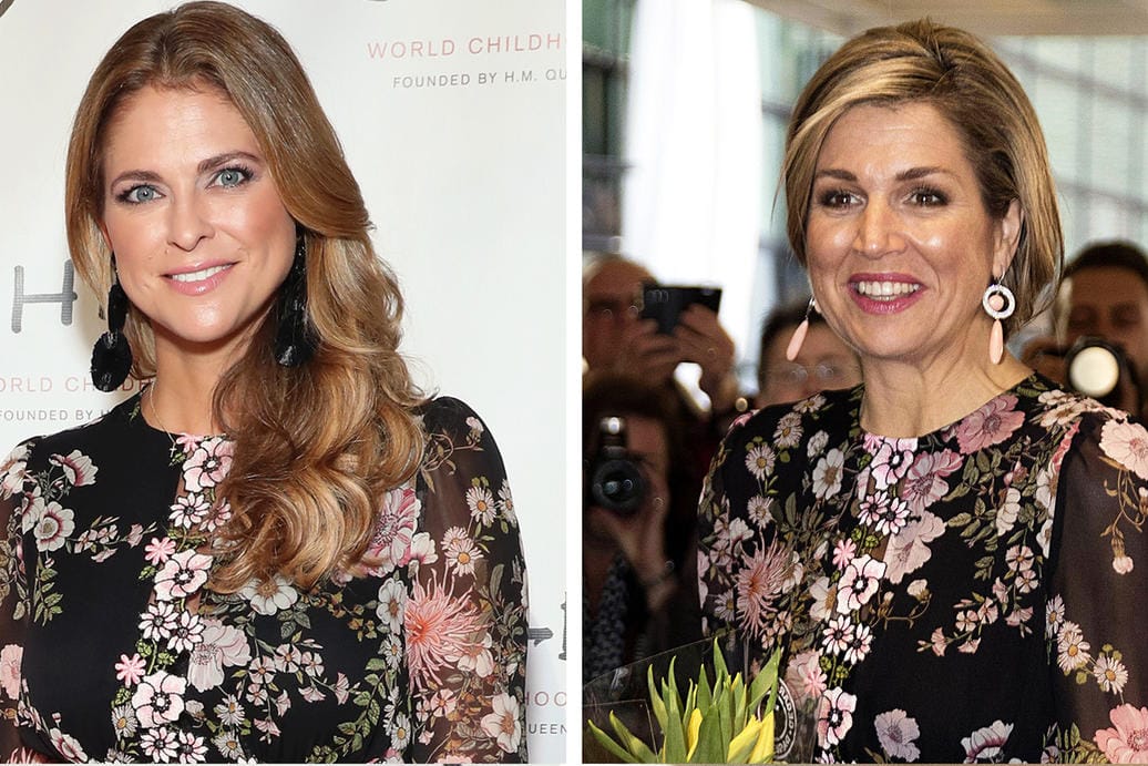 Zwie Frauen, ein Kleid: Prinzessin Madeleine und Königin Máxima lieben es floral.