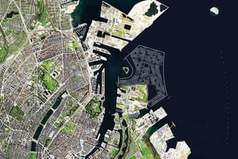 Visualisierung des neuen Stadtteils von Kopenhagen: Eine riesige künstliche Insel soll Dänemarks Hauptstadt Kopenhagen vergrößern und gleichzeitig vor Sturmfluten und steigendem Meeresspiegel schützen.