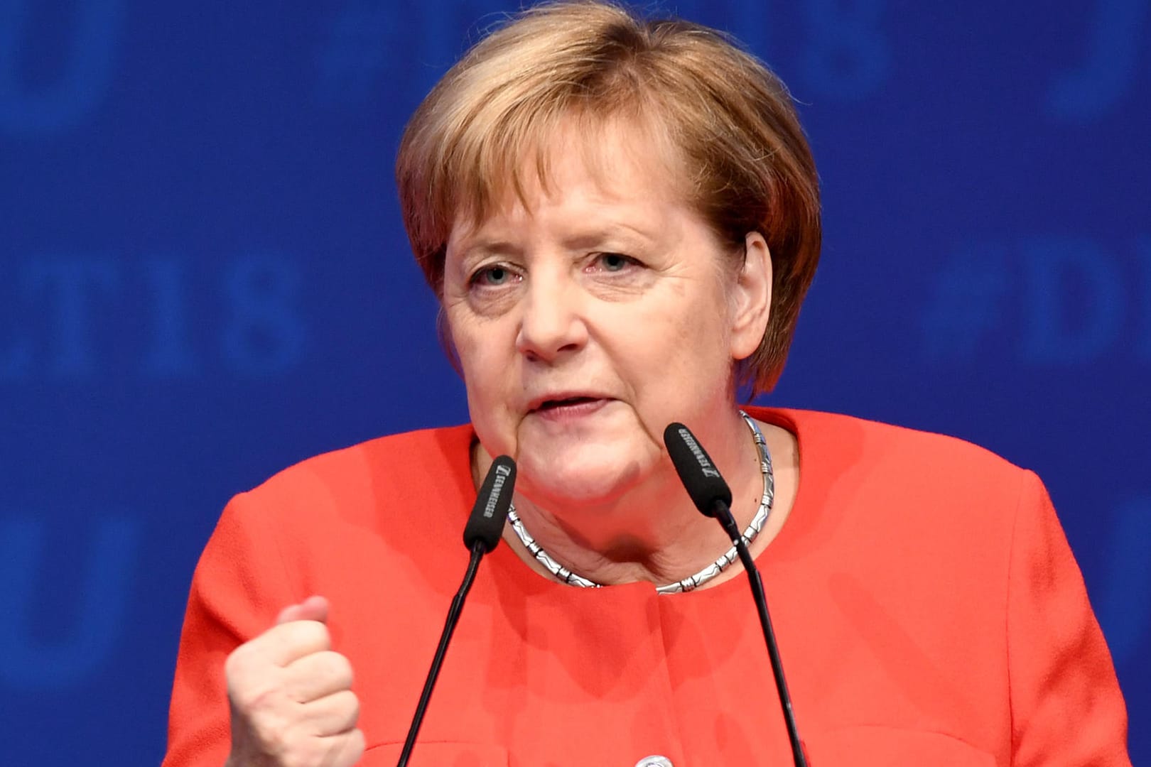Angela Merkel auf dem Deutschlandtag der Jungen Union in Kiel: Von Resignation war bei der Kanzlerin nichts zu spüren.