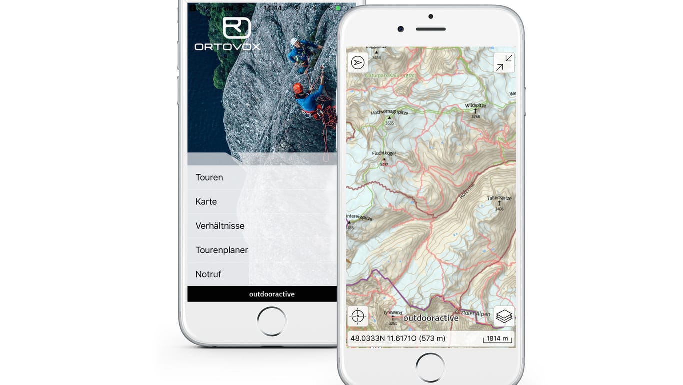 Die Auswahl der Apps ist groß: Die Ortovox-Bergtouren-App liefert topologisches Kartenmaterial und trackt via GPS.