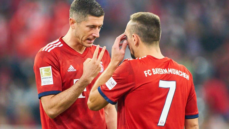 Robert Lewandowski und Franck Ribéry bei der herben 0:3-Heimpleite des FC Bayern gegen Borussia Mönchengladbach.
