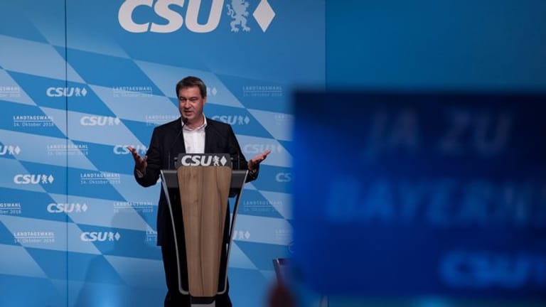 Markus Söder spricht auf der CSU-Wahlkampf-Abschlusskundgebung.