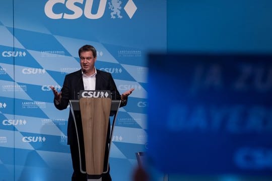 Markus Söder spricht auf der CSU-Wahlkampf-Abschlusskundgebung.
