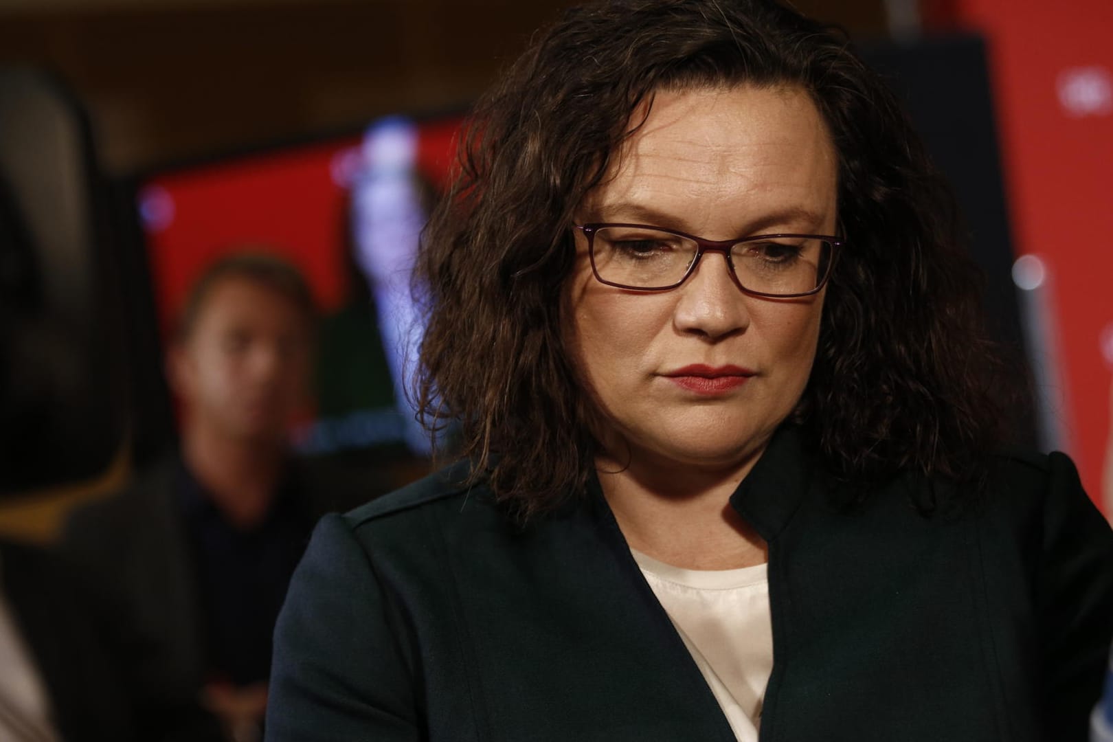 Andrea Nahles am Wahlabend im Willy-Brandt-Haus: SPD-Chefin übernimmt Mitverantwortung.