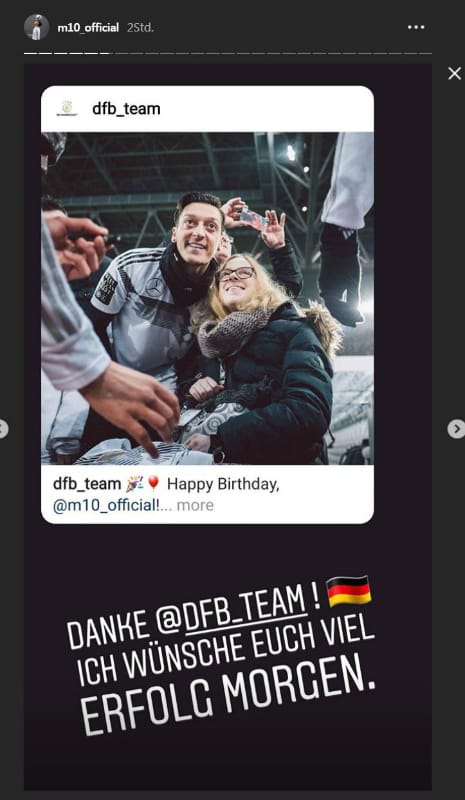 Mesut Özil bedankt sich bei Instagram für die Glückwünsche und drückt die Daumen.