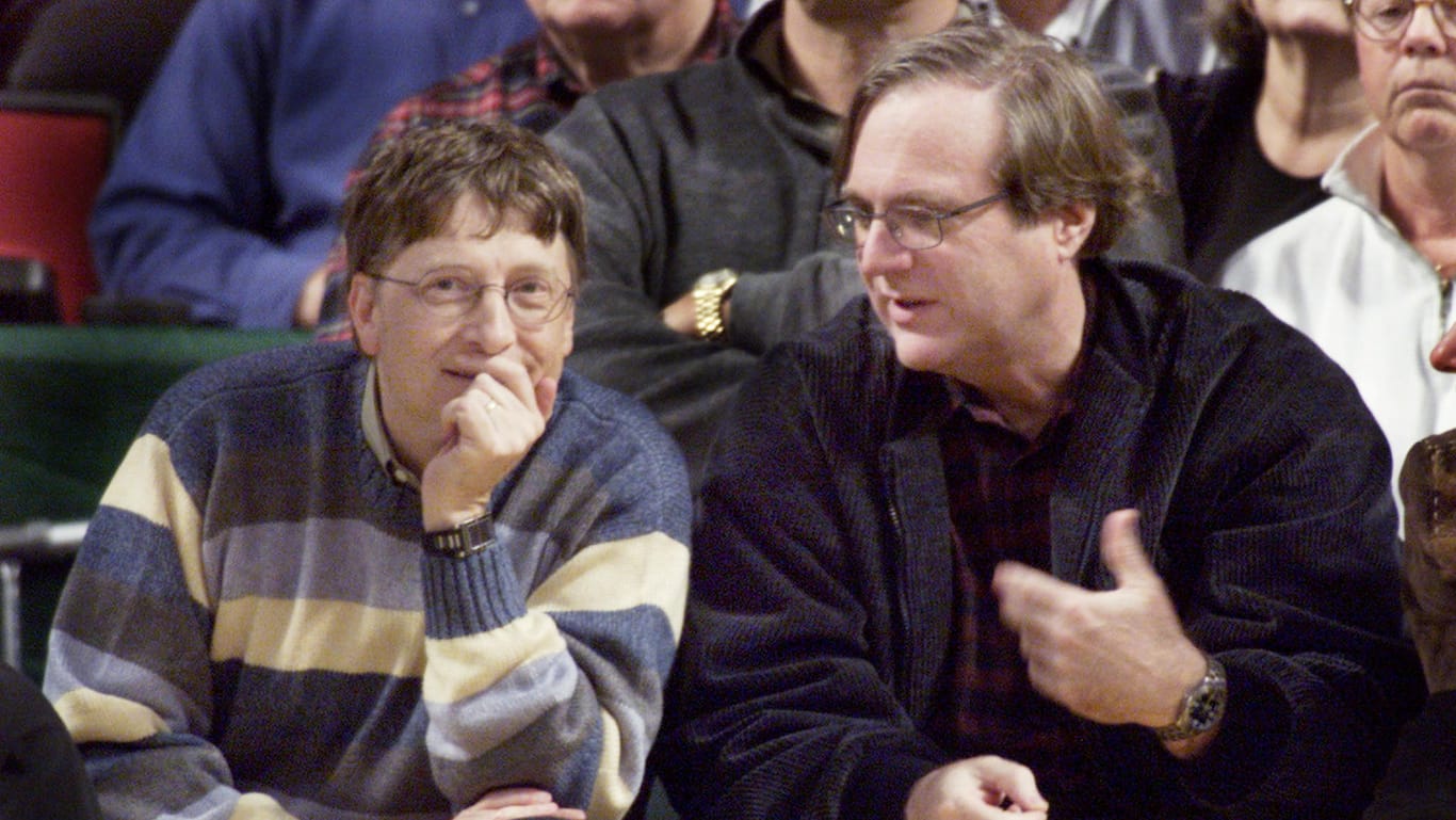 Bill Gates (l.) und Paul Allen: Die beiden Unternehmer gründeten den US-Softwaregiganten Microsoft im Jahr 1975.