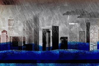 Städtische Wolkenkratzer versinken im Gewitter und steigenden Wellen: Die nächste Rezession kommt – und die Politik ist nicht vorbereitet, schreibt unsere Kolumnistin Ursula Weidenfeld.