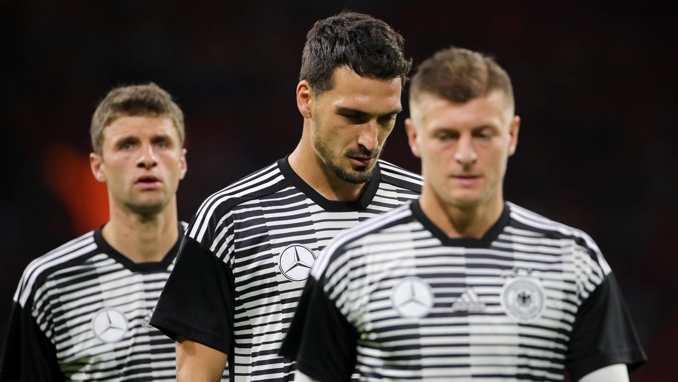 Nations League: Die deutschen Nationalspieler um Thomas Müller, Mats Hummels und Toni Kroos (v.l.) stehen vor dem Spiel gegen Frankreich unter Druck.
