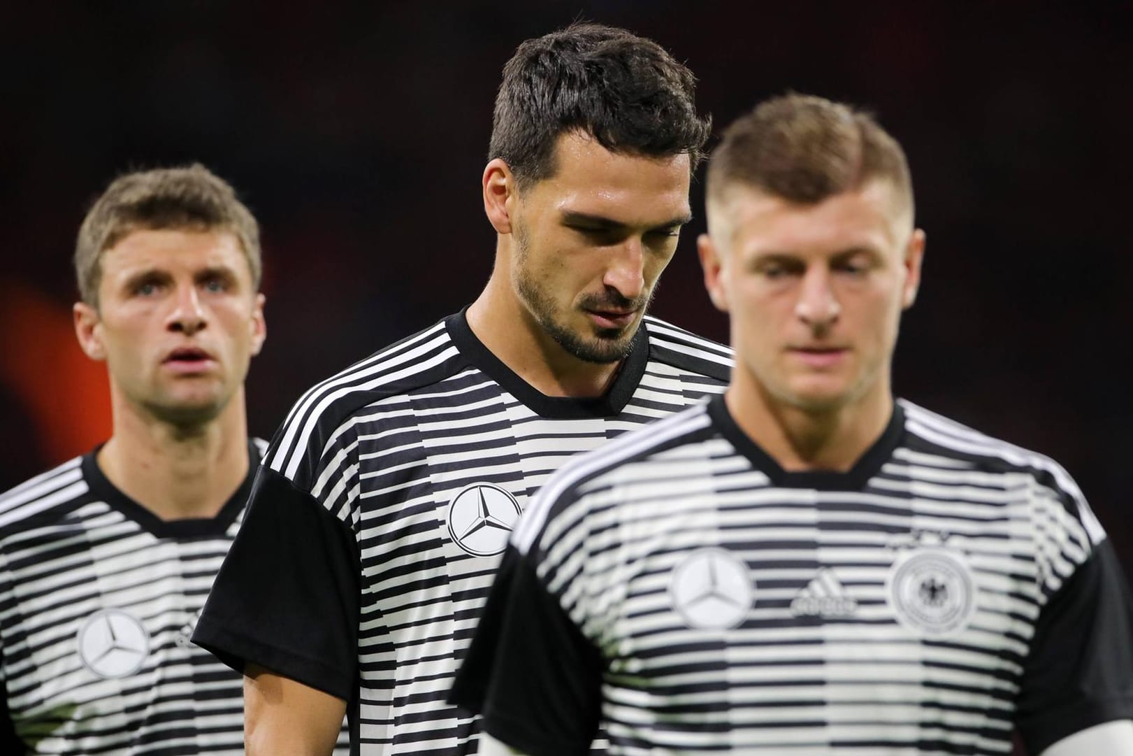 Nations League: Die deutschen Nationalspieler um Thomas Müller, Mats Hummels und Toni Kroos (v.l.) stehen vor dem Spiel gegen Frankreich unter Druck.