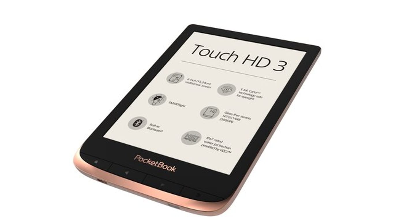 Auffällig am Pocketbook Touch HD 3 ist die kupferne Farbe des Gehäuses.