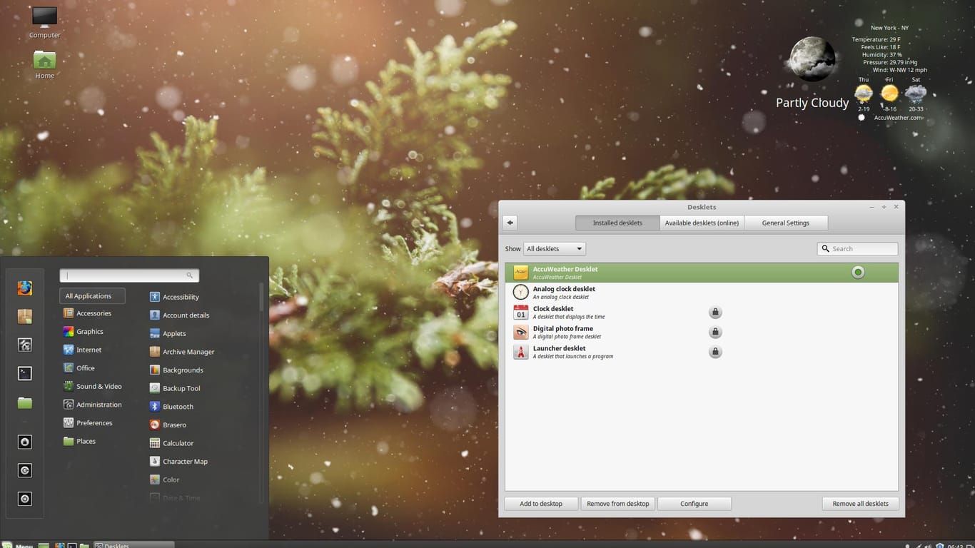 Screenshot von Linux Mint: Das Betriebssystem ähnelt vom Design Windows 10.