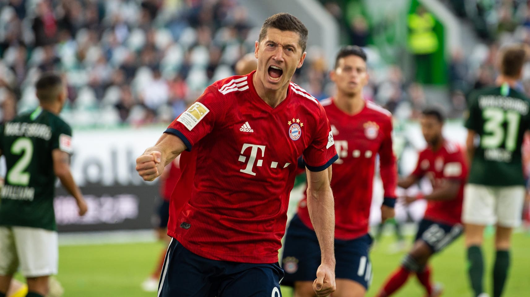 Der Befreiungsschlag: Robert Lewandowski jubelt über sein Tor zum 1:0 für den FC Bayern gegen den VfL Wolfsburg.